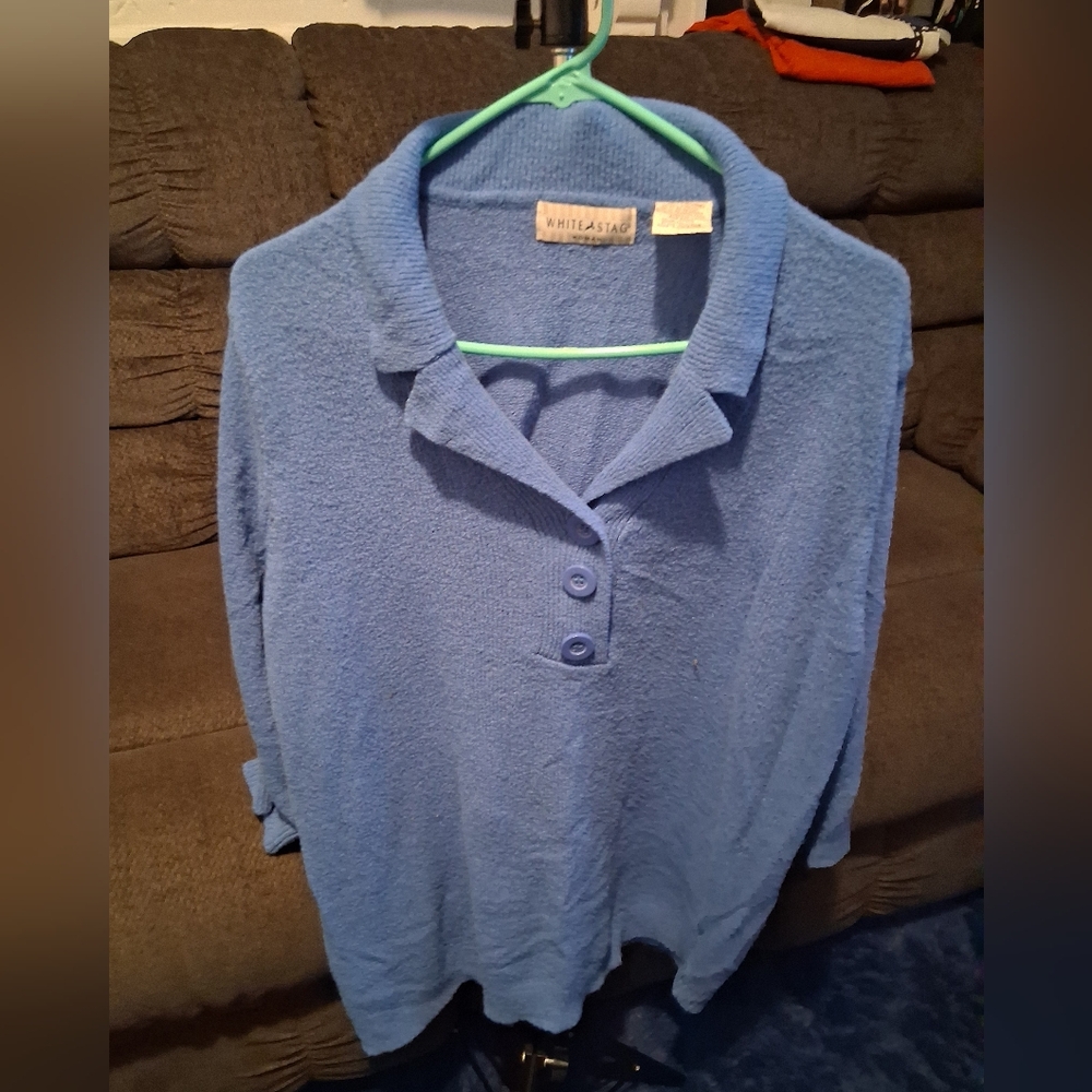 White Stag Blue Button Down Shirt Fits 2-3X